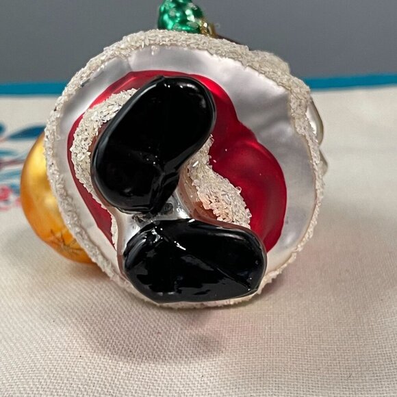 Vintage Santa Claus Christmas Ornament Handcrafted Glass Wreath List Toys - Picture 7 of 8